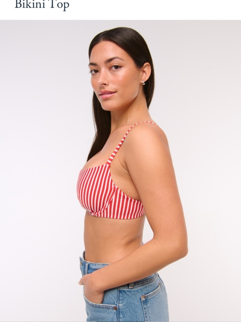 Abercrombie and Fitch Bikini top Curve Love Red and White Striped Bikini Top - Picture 3 of 11
